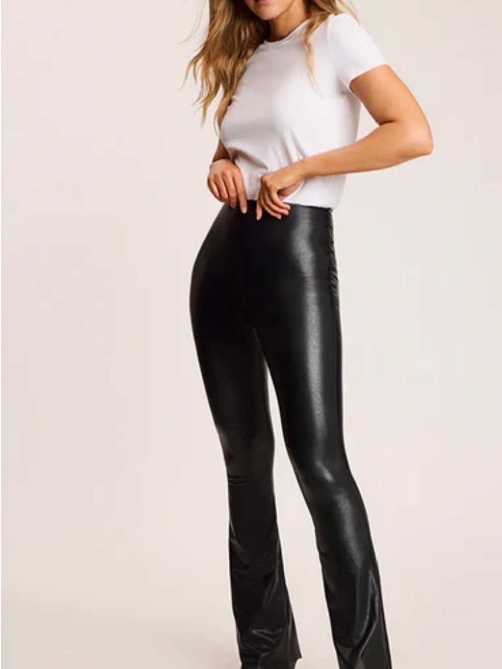 Commando Black Faux-Leather Bootcut Pants